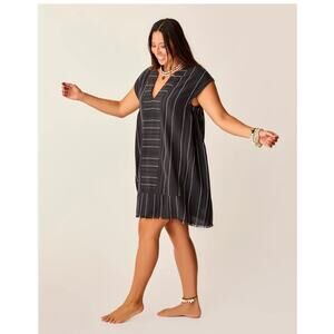 Carve Designs Womens Swimsuit Coverup Organic Cotton Zuma Stitched Beach L Black